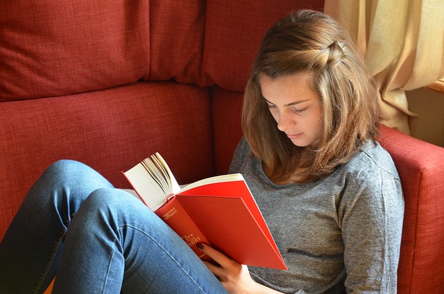 Photo of college student reading