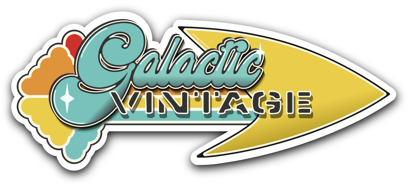 Galactic Vintage Logo Sticker with Drop Shadow